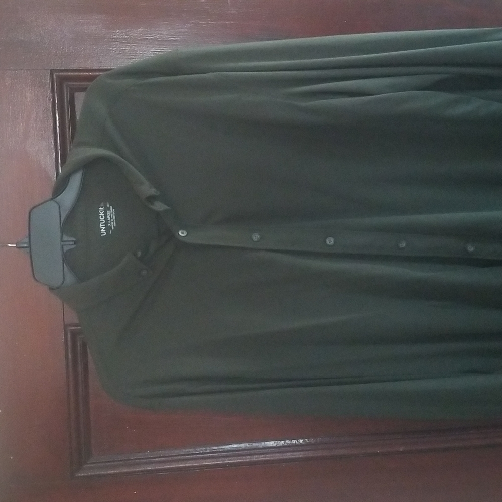 Men's long sleeved UNTUCKit shirt, green, XL, 100% cotton